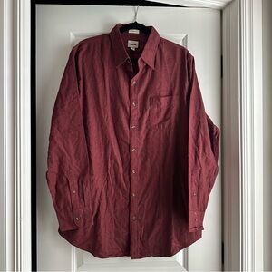 NWT Men’s Burgundy Button-Up Shirt size Large Tall 100% cotton